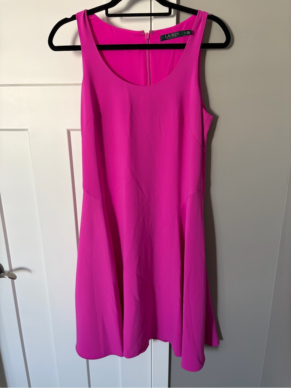 Lauren Ralph Lauren Hot Pink Scoop Neck Fit Flare Dress 6 Fuchsia A-Line
